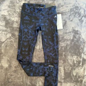HEAD Medieval Blue LEGGINGS Geo Print XS Mid Rise